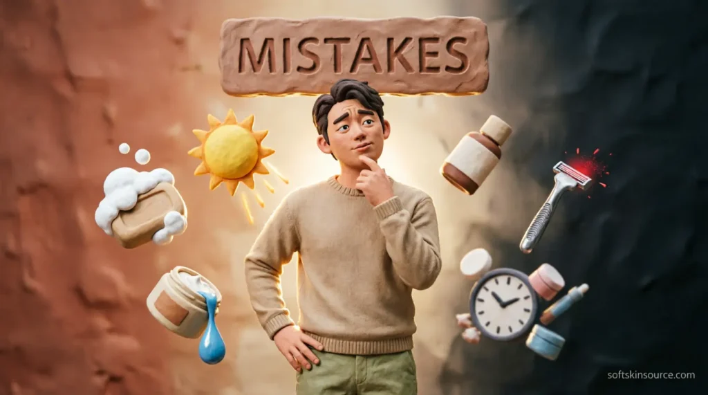common mistakes men make with their skincare routine